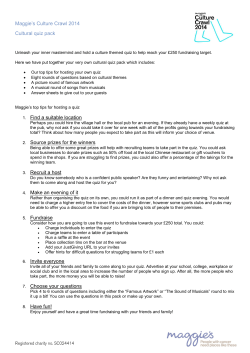 Maggie`s Culture Crawl 2014 Cultural quiz pack 1. Find a suitable