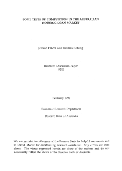 Some Tests of Competition in the Australian Housing Loan Market