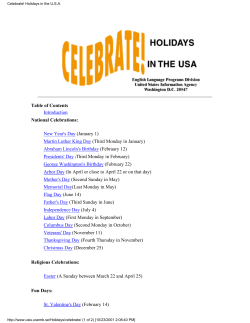 Celebrate! Holidays in the USA