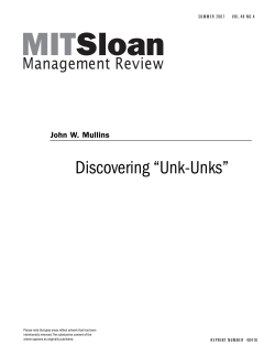 Discovering &ldquo;Unk-Unks&rdquo;