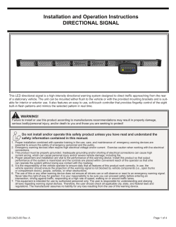 Installation and Operation Instructions DIRECTIONAL SIGNAL