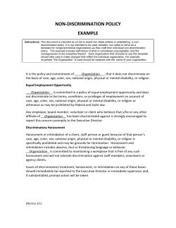 NON-DISCRIMINATION POLICY EXAMPLE