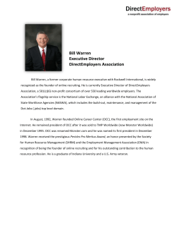 Bill Warren Executive Director DirectEmployers Association