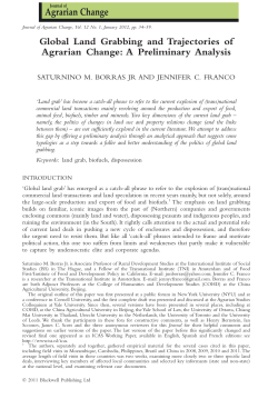 Global Land Grabbing and Trajectories of Agrarian Change