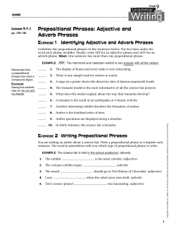 Prepositional Phrases: Adjective and Adverb