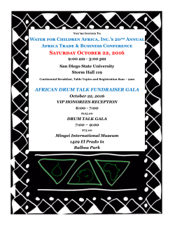 Saturday October 22, 2016 - Water for Children Africa