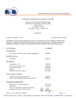 (A2LA Cert. No. 0342.01) 01/20/2015 Page 1 of 2 SCOPE OF