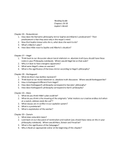 Reading Guide Chapters 26-30 Sophie`s World Chapter 26