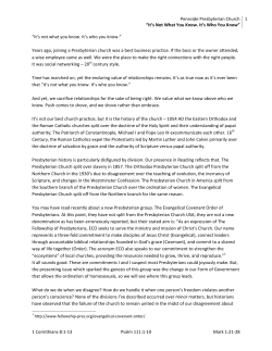 Pennside Presbyterian Church &ldquo;It`s Not What You Know. It`s Who