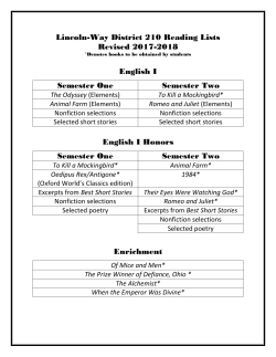District Reading Lists - Lincoln-Way Community High School District