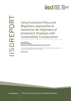 Using Innovative Policy and Regulatory Approaches to Incentivize
