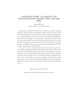 Lobbying for tariffs: An analysis of the interaction between domestic