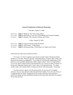 (9-11 am) Topic 1: Medieval: The 13th Century Motet