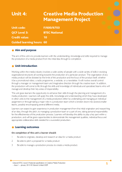 Unit 4: Creative Media Production Management - Edexcel
