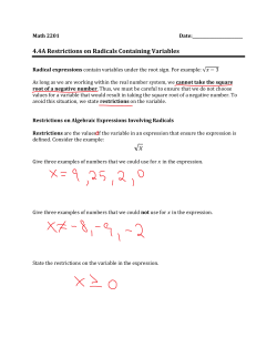 Restrictions on Algrabraic Expressions Involving Radicals
