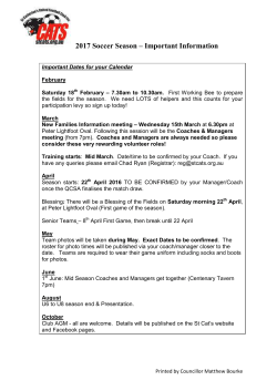 2017 Soccer Season &ndash; Important Information