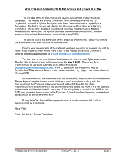 2016 Proposed Amendments to the Articles and Bylaws of CFUW