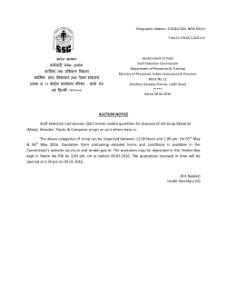 Tender for Disposal of old Scrap Material