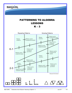Patterning to Algebra K-3