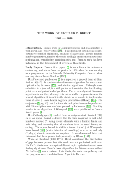 summary of research - Mathematical Sciences Institute, ANU