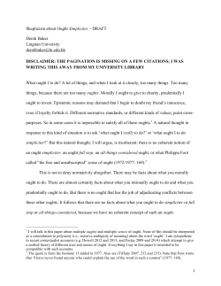 1 Skepticism about Ought Simpliciter &ndash; DRAFT Derek Baker Lingnan