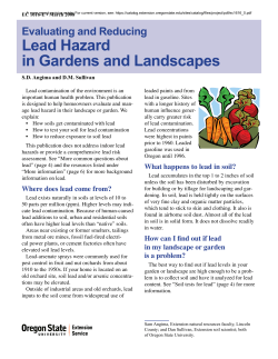Evaluating and Reducing Lead Hazard in Gardens and Landscapes
