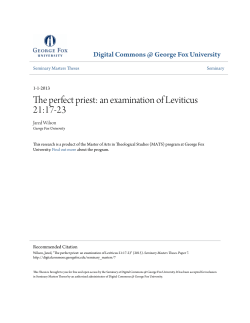 The perfect priest: an examination of Leviticus 21:17-23