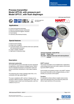 Process transmitter Model UPT-20, with pressure port Model UPT
