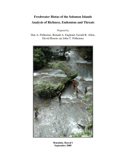 Freshwater Biotas of the Solomon Islands Analysis of Richness