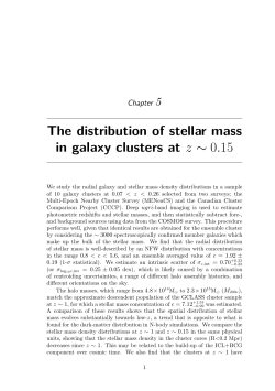 The distribution of stellar mass in galaxy clusters at &zeta; &sim; 0.15