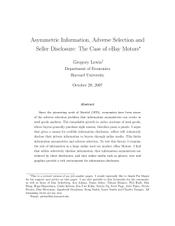 Asymmetric Information, Adverse Selection and Seller Disclosure