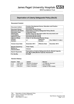 Deprivation of Liberty Safeguards Policy (DoLS)