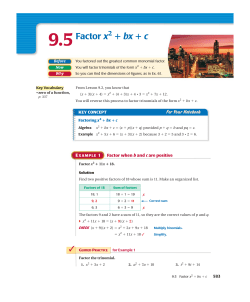 9.5Factor x 2 + bx + c - Chisago Lakes School District