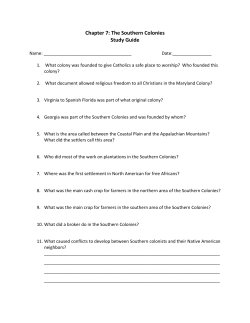 Chapter 7: The Southern Colonies Study Guide