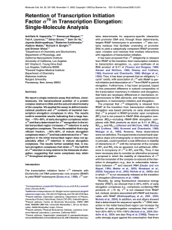 Retention of Transcription Initiation Factor s in Transcription