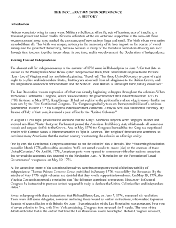 THE DECLARATION OF INDEPENDENCE A HISTORY Introduction