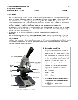 Microscope Introduction Lab Integrated Science 1 Redwood High