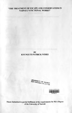 The Treatment of Escape and Conservatism in Naipaul`s Fictional