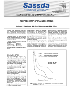 "secrets" of stainless steels - National Stainless Steel Centre