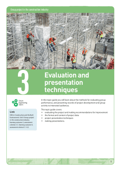 Topic guide 3 Evaluation and presentation techniques