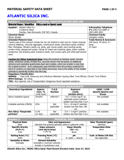 MSDS Quartz containing Silica Sand