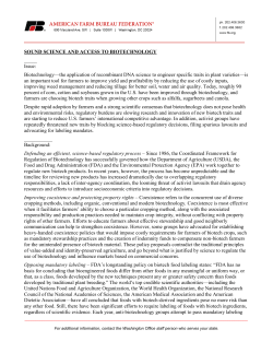 Biotechnology Factsheet - American Farm Bureau Federation