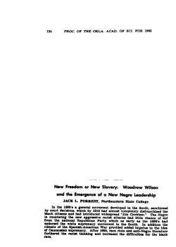 New Freedom or New Slavery: Woodrow Wilson and the Emergence