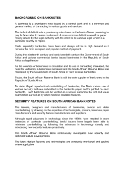 BACKGROUND ON BANKNOTES - South African Reserve Bank