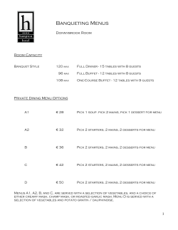 Banqueting Menus - hampton hotel Dublin