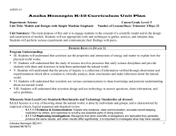 Science Course/Grade Level: 5 Unit Title: Models and Designs with
