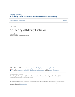 An Evening with Emily Dickinson - Scholarly and Creative Work from