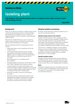 Isolating plant - WorkSafe Victoria