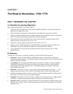 The Road to Revolution, 1763 1775