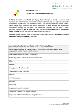Application Form Equality and Diversity